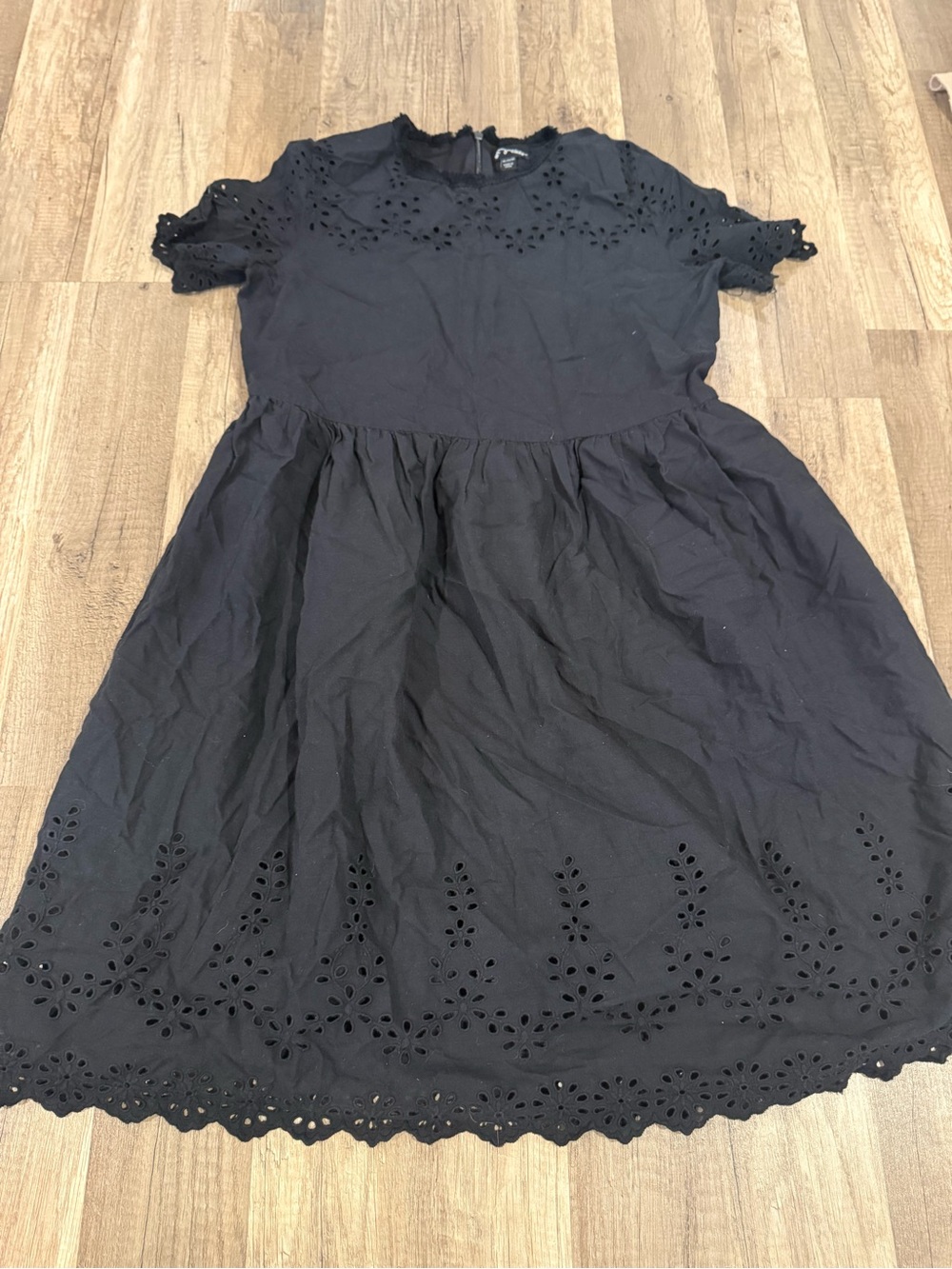 Girl's Black Eyelet Short Sleeve Dress